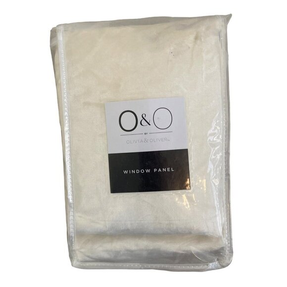 Olivia & Oliver Curtain Panel 63" Luster Velvet Ivory Rod Pocket Window Single - Picture 5 of 14